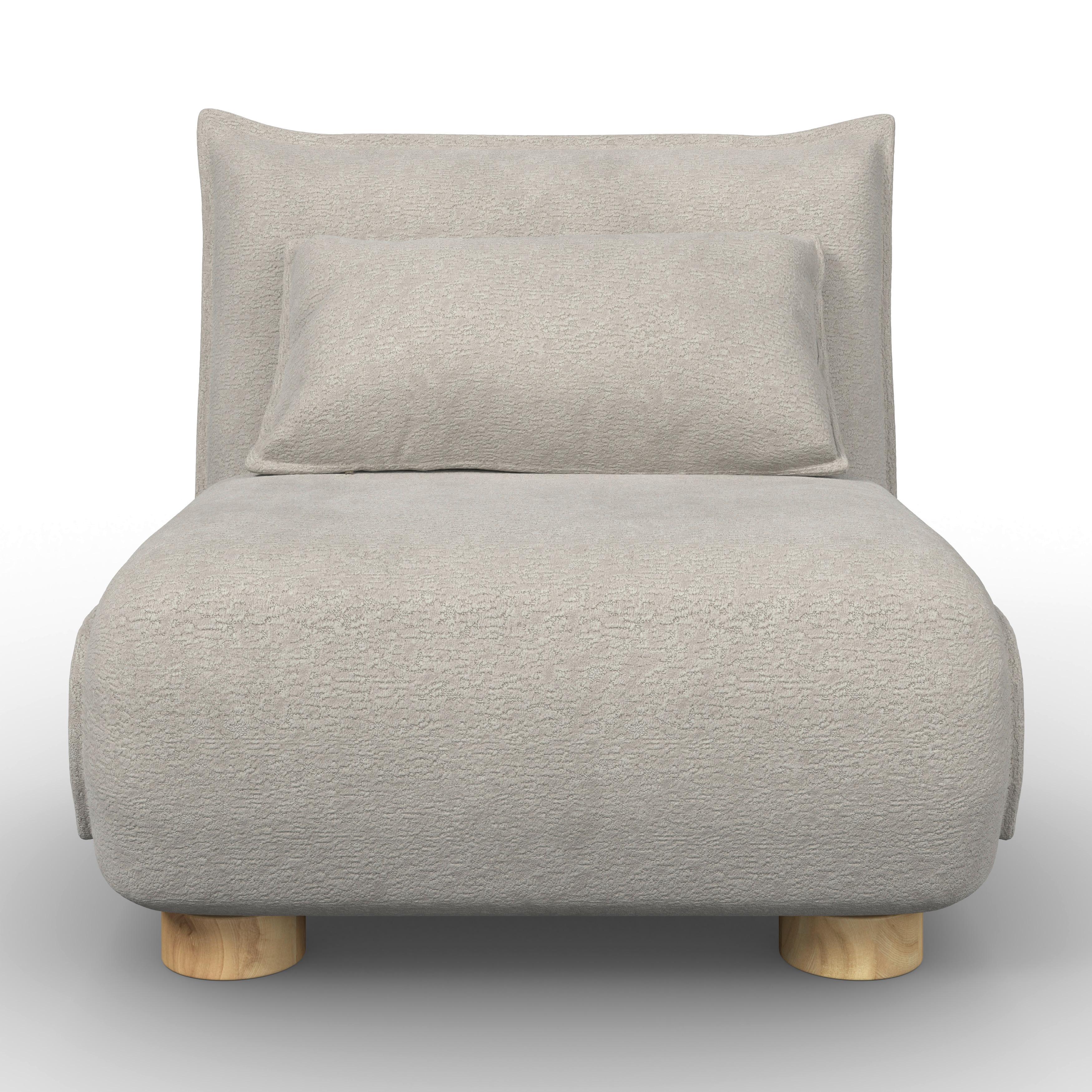 Schlafsessel Bella Bouclé Beige - Beige/Naturfarben, MODERN, Holz/Textil (83/41/63cm) - Bessagi Home