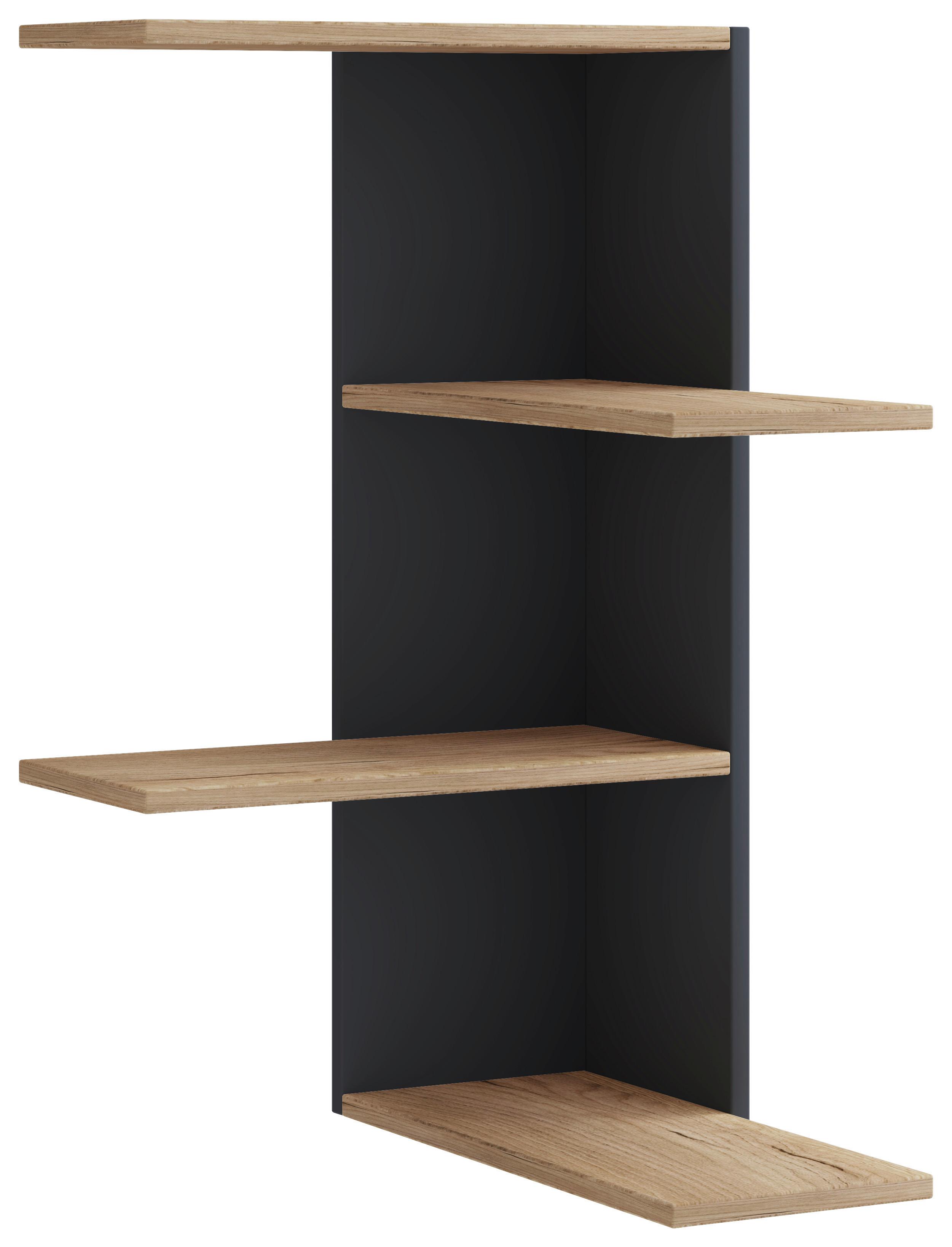 Eckregal BALOS Schwarz ca. 45x77x45cm - Honigeiche/Schwarz, LIFESTYLE, Holzwerkstoff (45/77/45cm) - MID.YOU