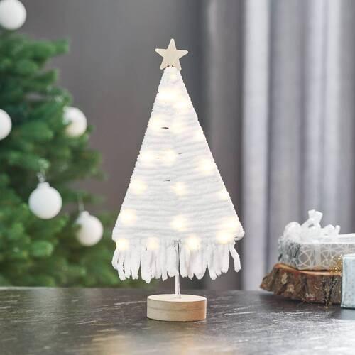 Led-díszlámpa Carol - fehér, Konventionell, textil/fa (20/40cm) - Premium Living