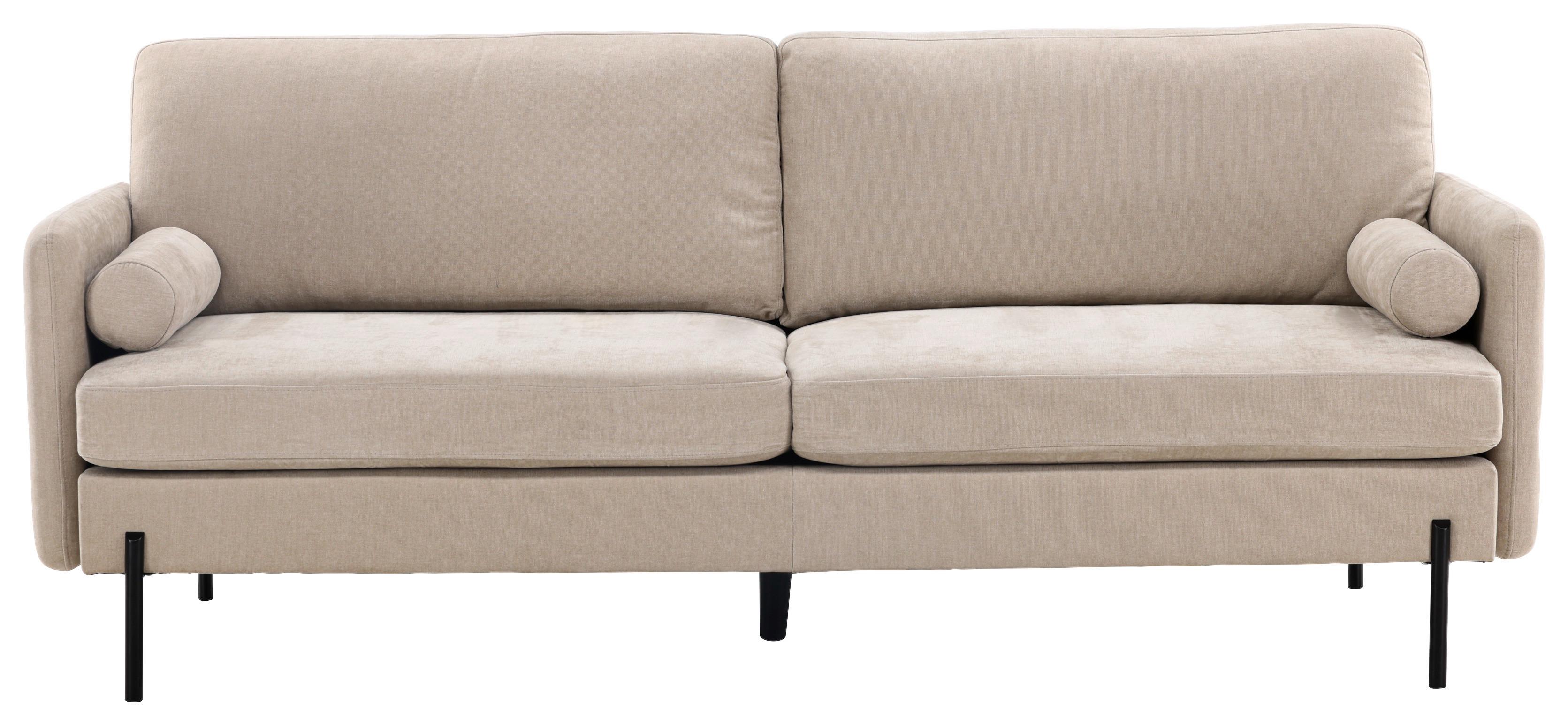 2-SITZER-SOFA ANTIBES - Beige/Schwarz, Design, Textil/Metall (209.5/86/87cm) - Livetastic