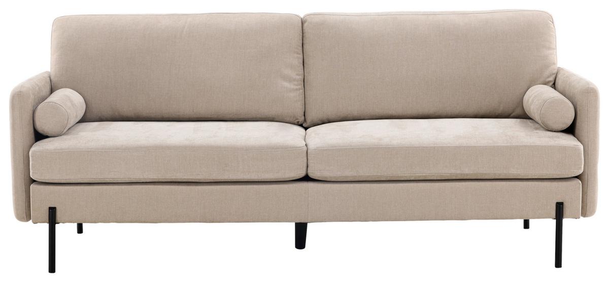 2-SITZER-SOFA ANTIBES - Beige/Schwarz, Design, Textil/Metall (209.5/86/87cm) - Livetastic