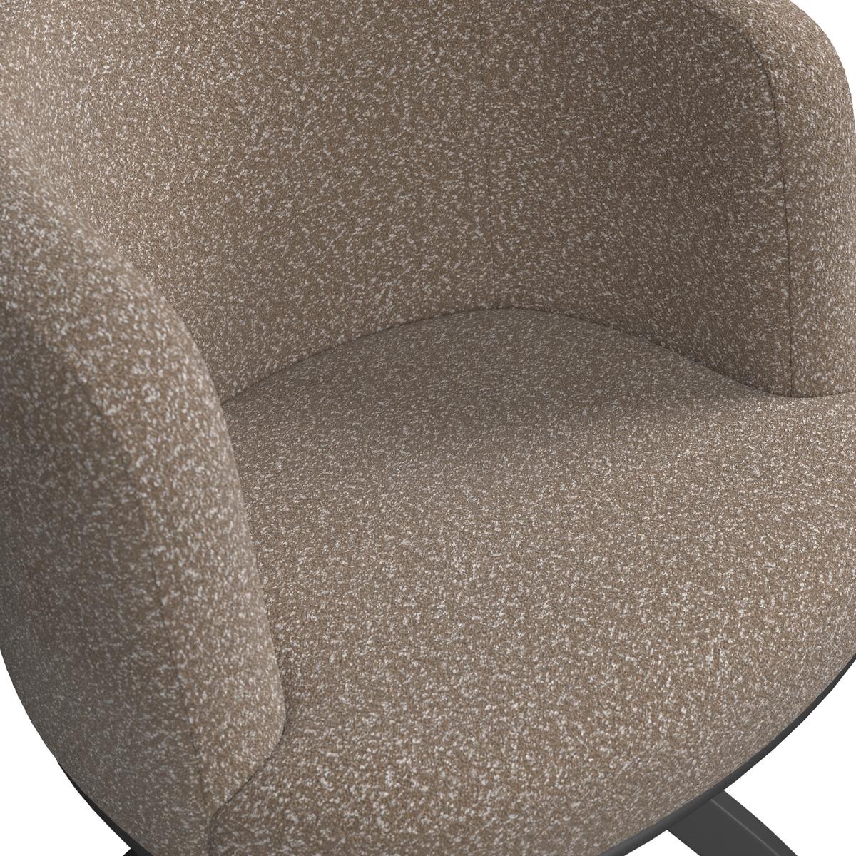 Armlehnstuhl Nela Braun Bouclé Drehbar Gepolstert - Schwarz/Braun, MODERN, Holz/Textil (62/77/62cm) - Bessagi Home