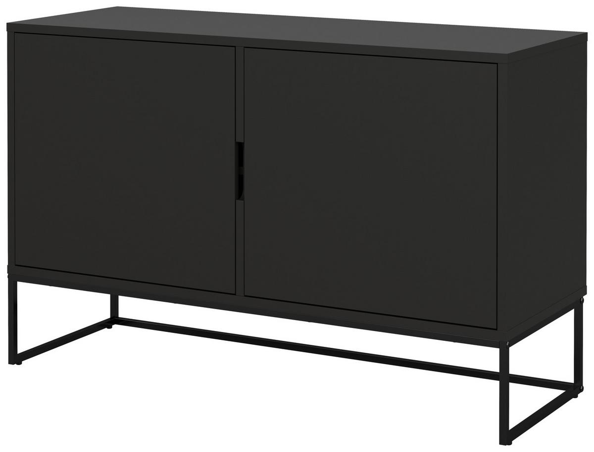 KOMODA LIPP - czarny, Design, materiał drewnopochodny/metal (118/76/43cm)