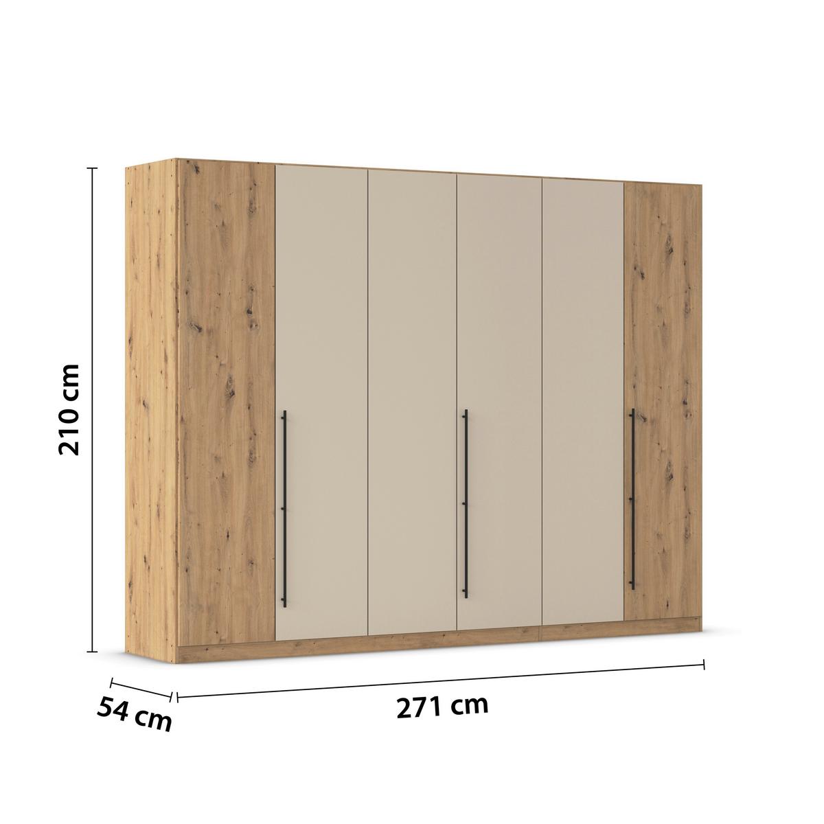 Omara Za Oblačila Safari, Hrast, Barva Šampanjca, 271cm - barve šampanjca/črna, Konvencionalno, kovina/leseni material (271/210/54cm)