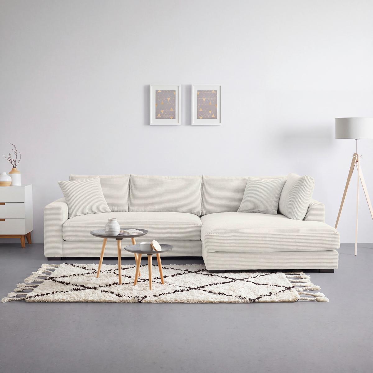 Ecksofa Pedro Beige - Beige/Schwarz, MODERN, Kunststoff/Textil (300/190cm) - Mömax