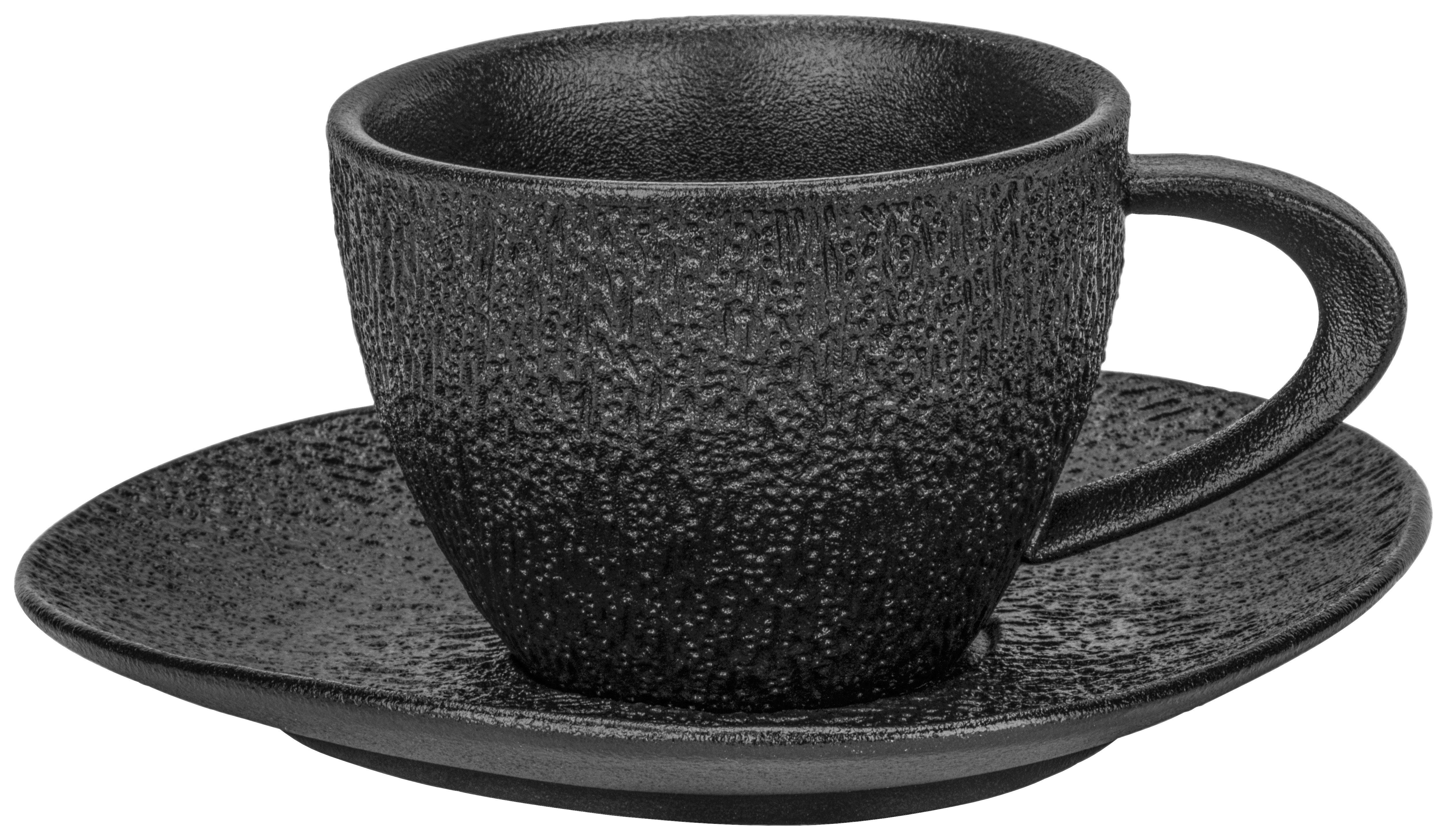 Kaffeetasse mit Untertasse Haruki in Schwarz ca. 200ml - Schwarz, Modern, Keramik - Mömax