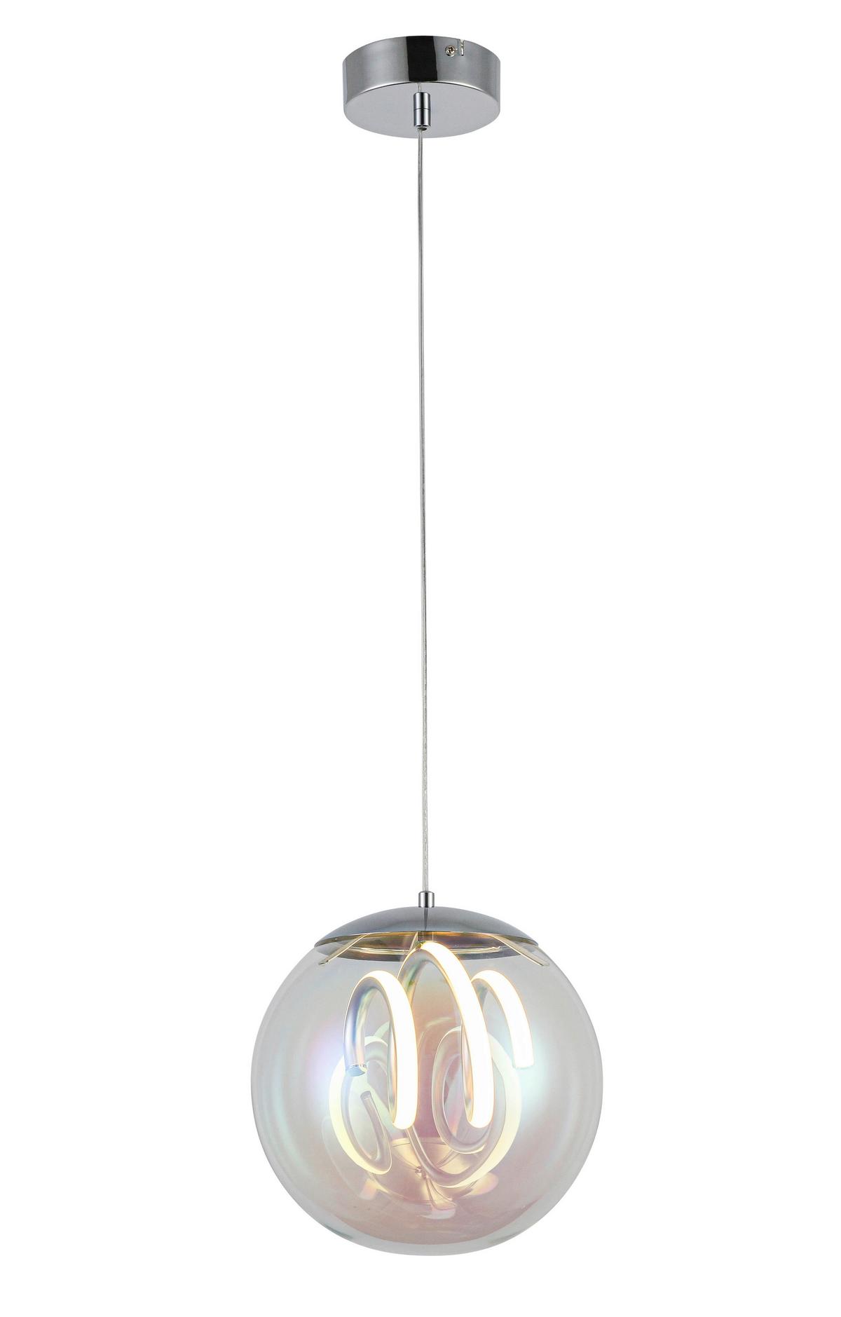 LED-Hängeleuchte Moderni Chrom/Perlmutt max. 12 Watt - Chromfarben/Transparent, Modern, Glas/Kunststoff (78/25/120cm) - Mömax