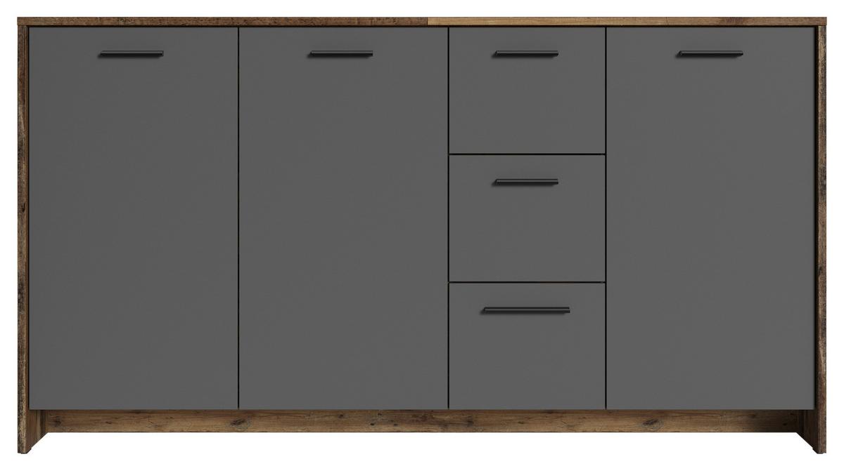 Sideboard Ben in Anthrazit/Eiche Artisan - Anthrazit/Eiche Artisan, MODERN, Holzwerkstoff/Kunststoff (153/83/35cm) - MID.YOU