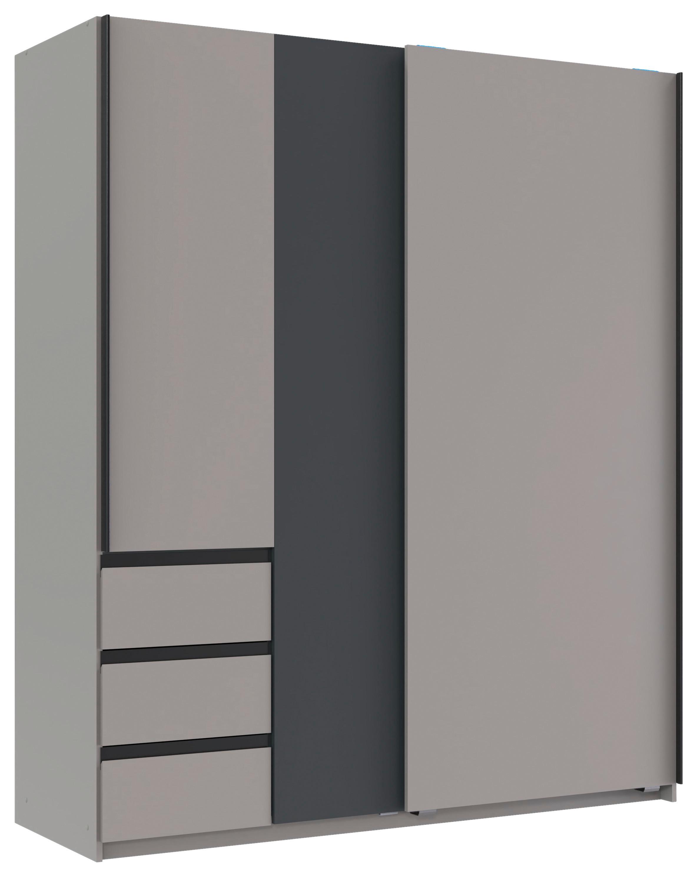 Schwebetürenschrank Grau/graphitfarben/sahara - Graphitfarben/Schwarz, Konventionell, Holzwerkstoff/Metall (168/198/63cm) - Mömax
