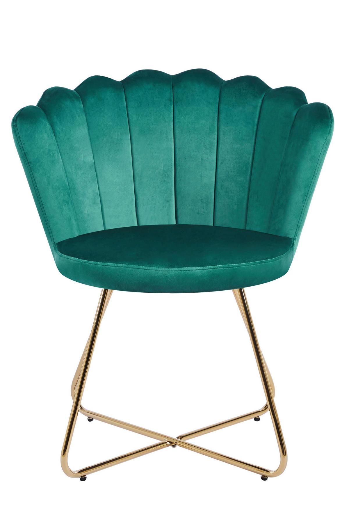 Set Stolov Samt, Zelena, 2-Delni - zlate barve/zelena, Moderno, kovina/tekstil (69,5/85/66cm) - Livetastic