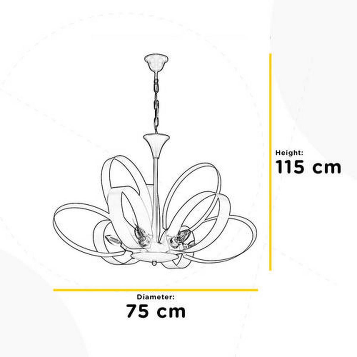 Kronleuchter Serena Grau max. 6 Watt - Grau, Design, Metall (75/115cm)