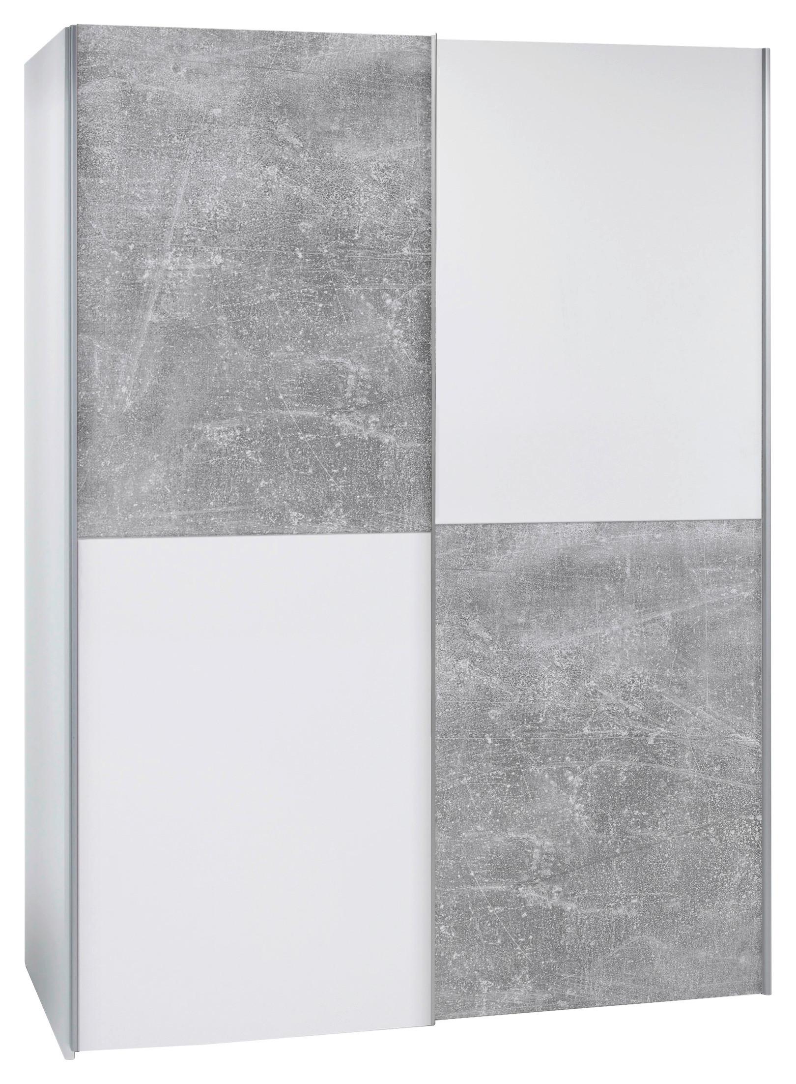Omara Z Drsnimi Vrati Starter, Bela, Siva - srebrne barve/siva, Konvencionalno, kovina/leseni material (170/195/59cm) - P & B