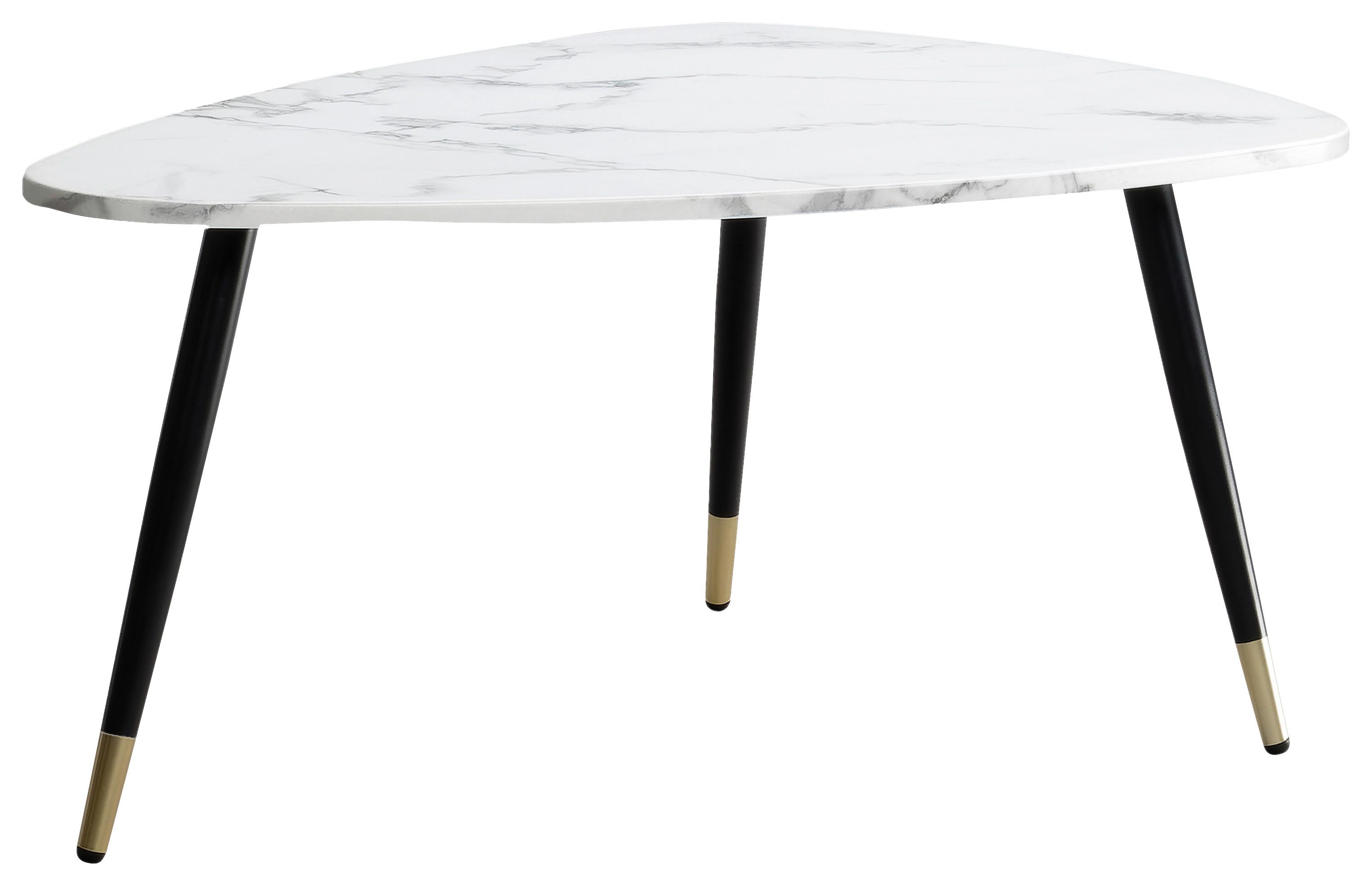 COUCHTISCH WL6.973 - Weiss/Goldfarben, Design, Holzwerkstoff/Metall (90/60/41cm) - MID.YOU