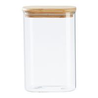 Vorratsdose Haldor ca. 1,35l - Transparent/Naturfarben, KONVENTIONELL, Glas/Holz (12,1/8,,3/18,7cm) - Mömax