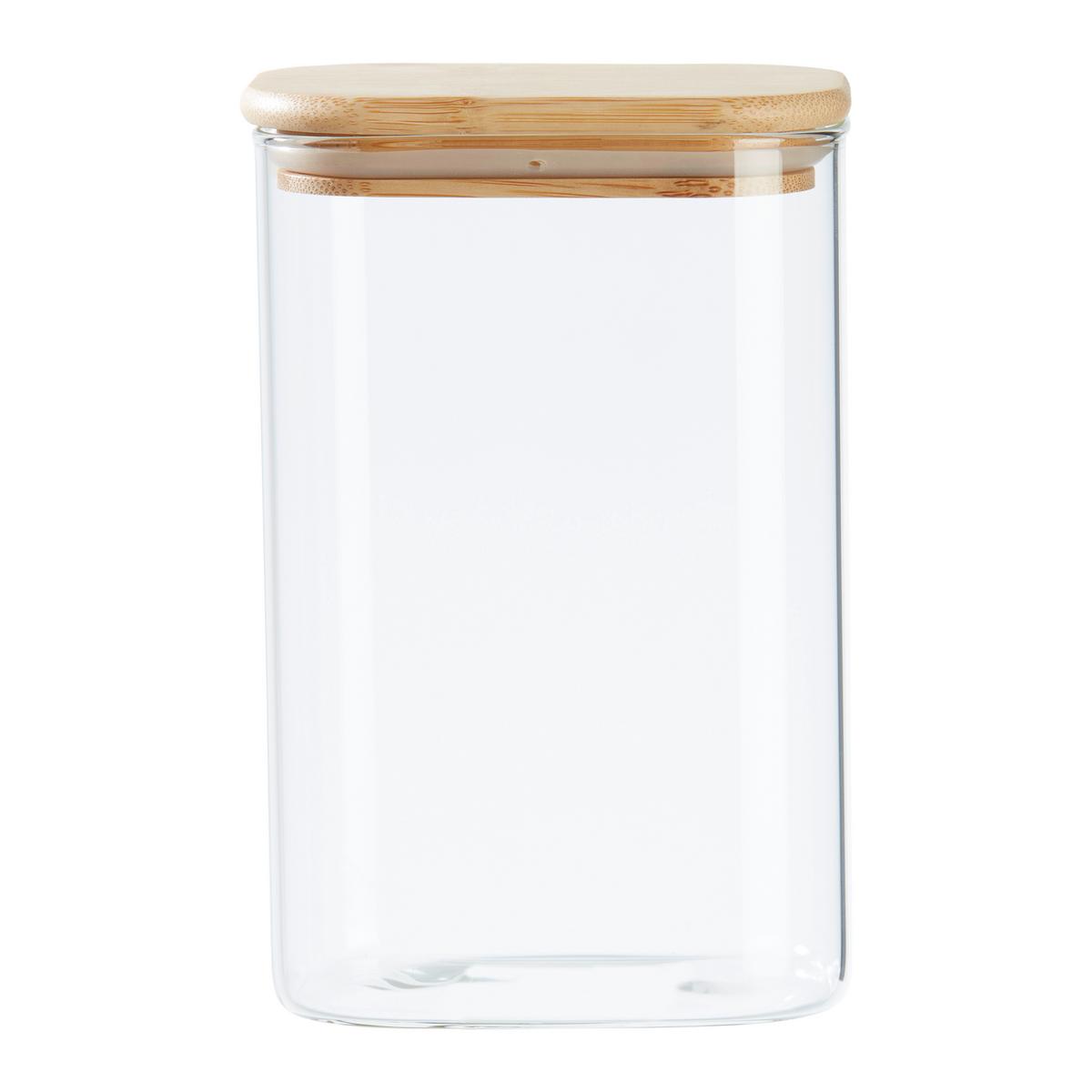 Vorratsdose Haldor ca. 1,35l - Transparent/Naturfarben, KONVENTIONELL, Glas/Holz (12,1/8,,3/18,7cm) - Mömax