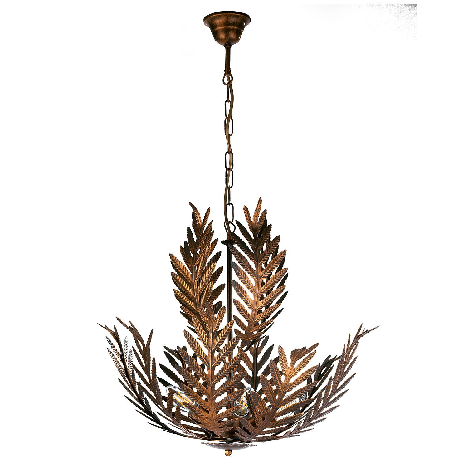 Hängeleuchte Felce Bronzo Bronzefarben max. 6 Watt - Bronzefarben, Natur, Metall (55/105cm)