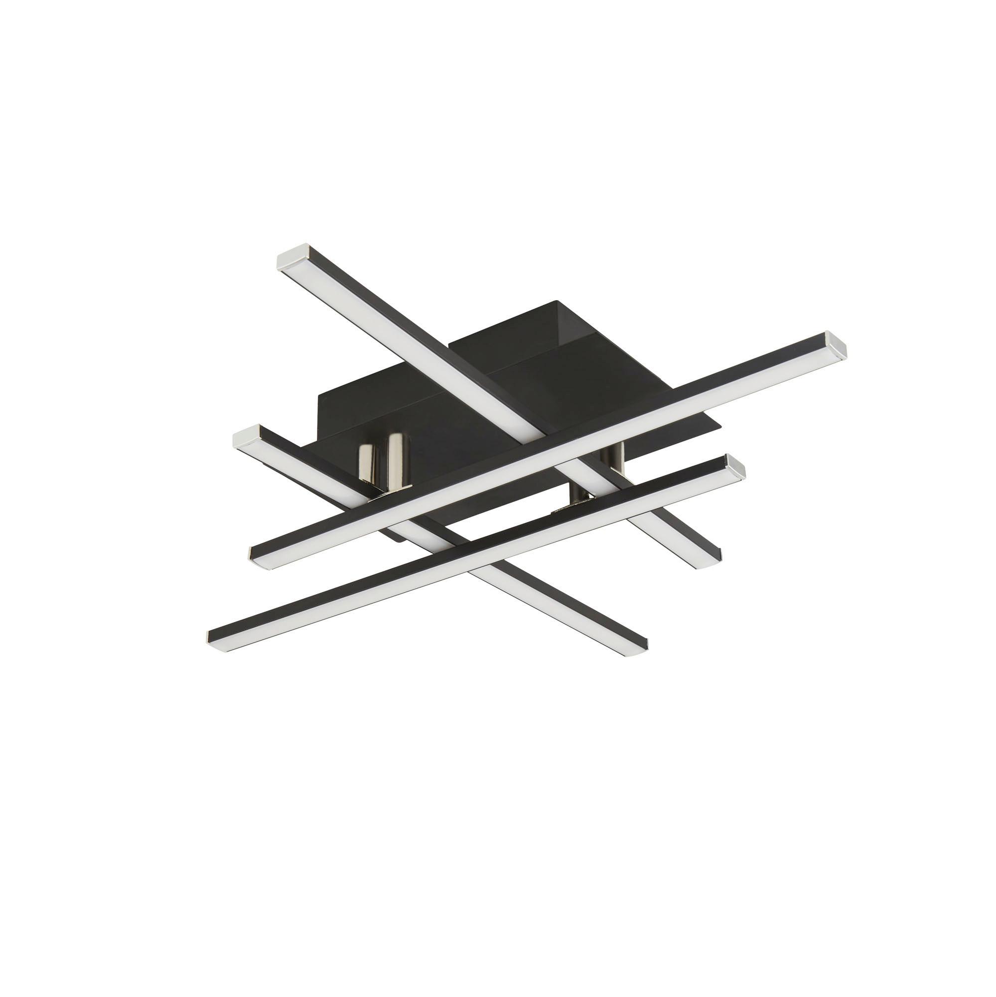 LED Mennyezeti Lámpa 694-4bk - krómszínű/fekete, Design, műanyag/fém (45,5/45,5/8,5cm)