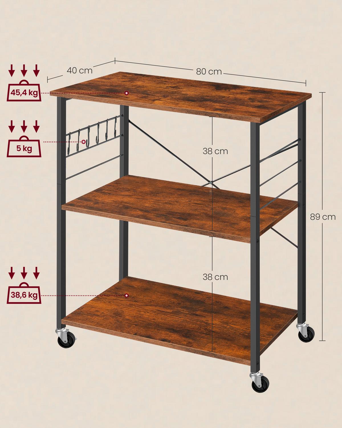 REGAL BAKER'S RACK - Schwarz/Braun, MODERN, Holzwerkstoff/Metall (80/89/40cm) - MID.YOU