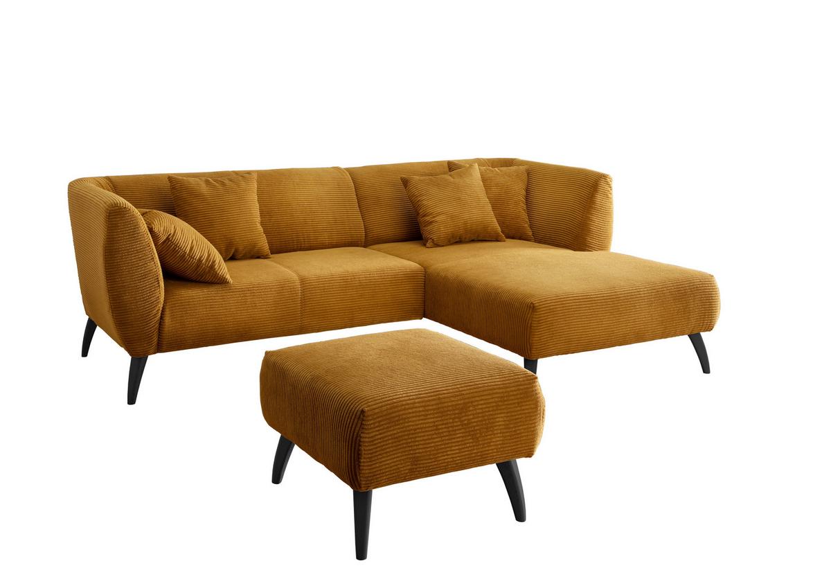 Wohnlandschaft Colori Goldfarben Cord - Goldfarben/Schwarz, MODERN, Holz/Textil (264/160cm) - MID.YOU