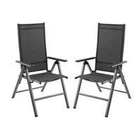GARTENKLAPPSTUHL-SET HOCHLEHNER MARLA, 2ER SET - Dunkelgrau/Schwarz, MODERN, Kunststoff/Metall (58/109/67cm) - Gardenson