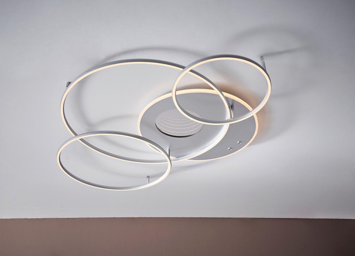 LAMPA SUFITOWA LED 48466-70A INVERTINA - kolor srebrny/biały, Design, tworzywo sztuczne/metal (126,4/105,3/13cm) - Globo