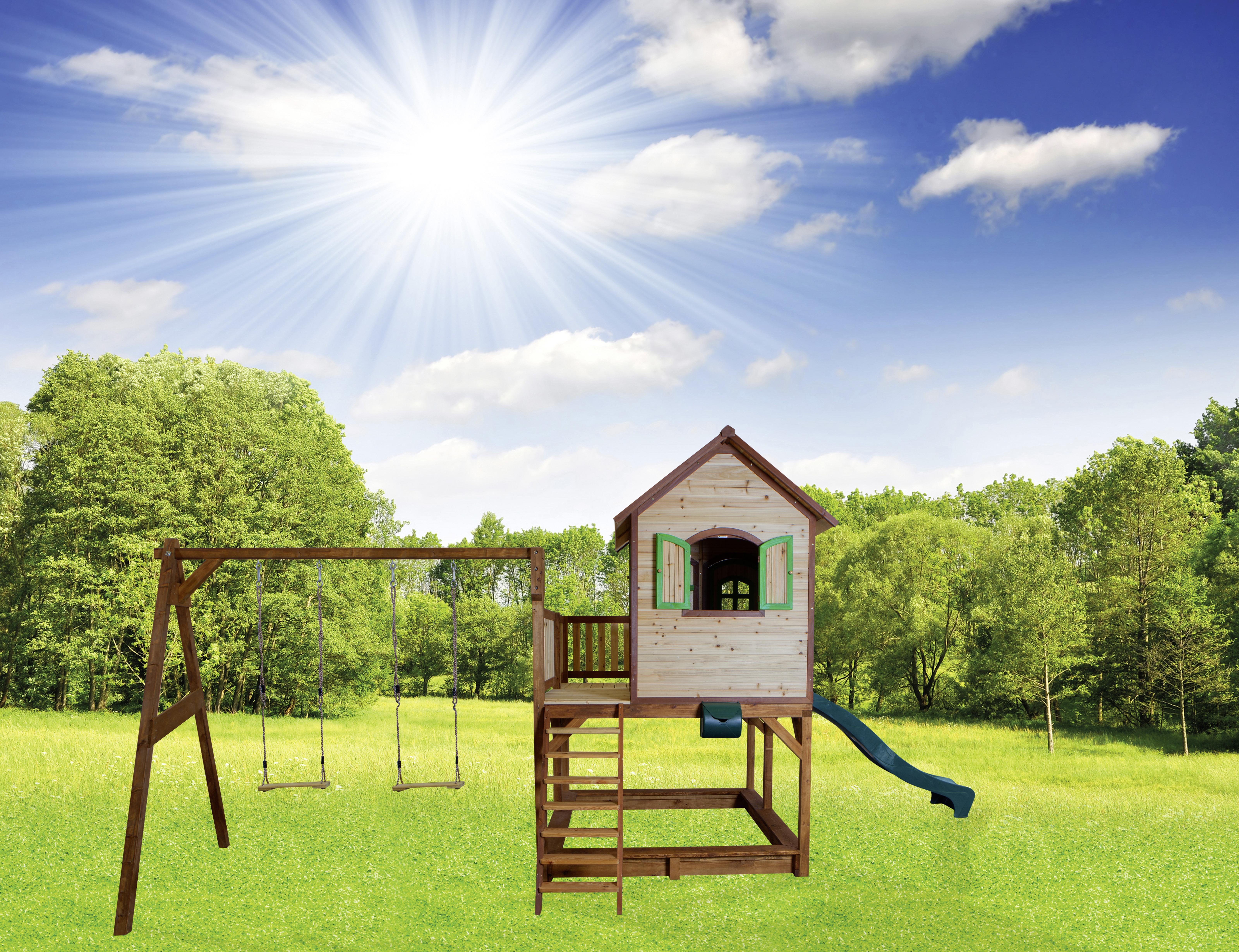Spielhaus Axi Liam - Braun, Basics, Holz (588/305/270cm) - Ambia Garden