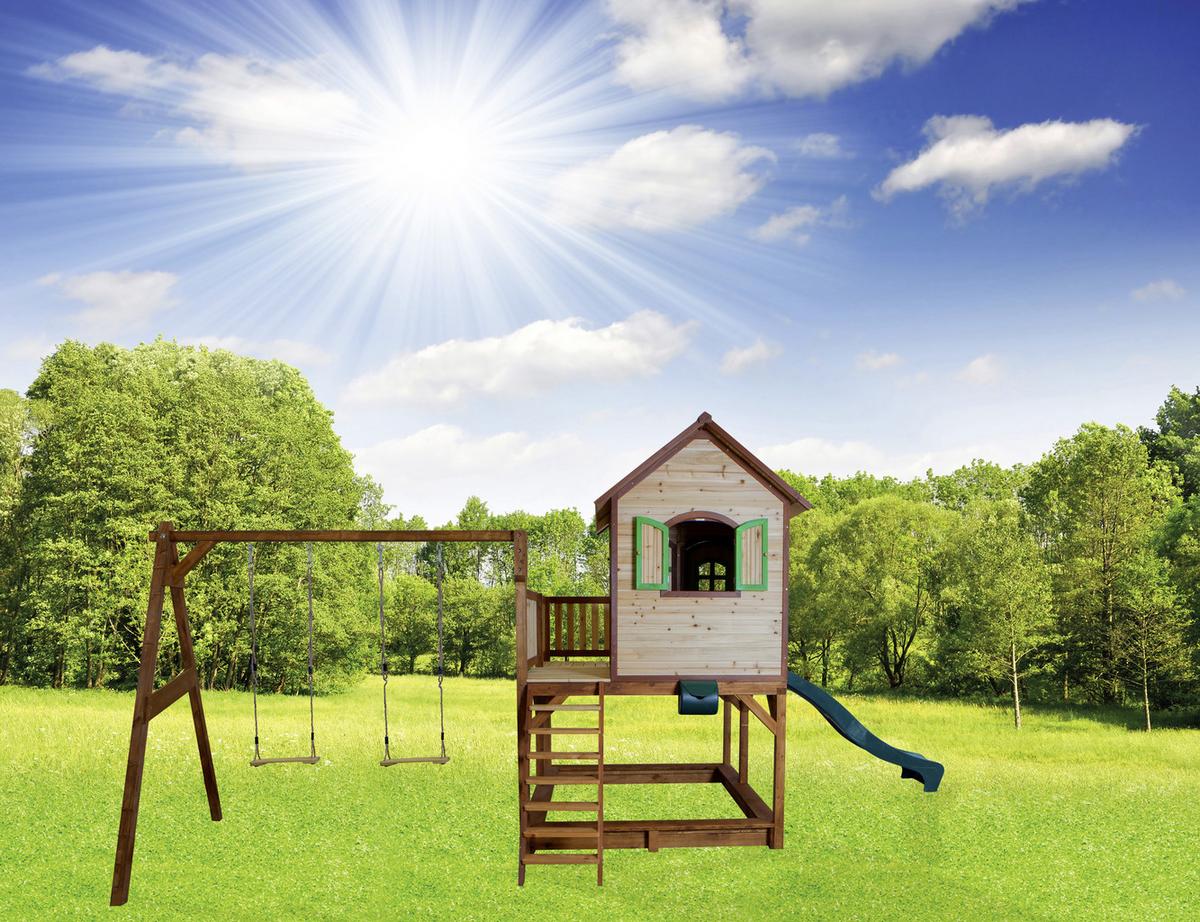 Spielhaus Axi Liam - Braun, Basics, Holz (588/305/270cm) - Ambia Garden