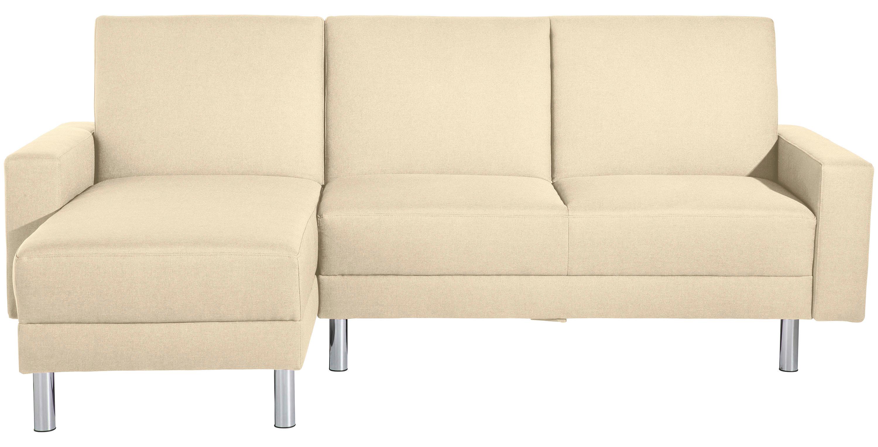 ECKSCHLAFSOFA JUST FASHION - Chromfarben/Beige, KONVENTIONELL, Textil/Metall (152/230cm) - Max Winzer