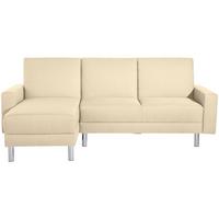 ECKSCHLAFSOFA JUST FASHION - Chromfarben/Beige, KONVENTIONELL, Textil/Metall (152/230cm) - Max Winzer