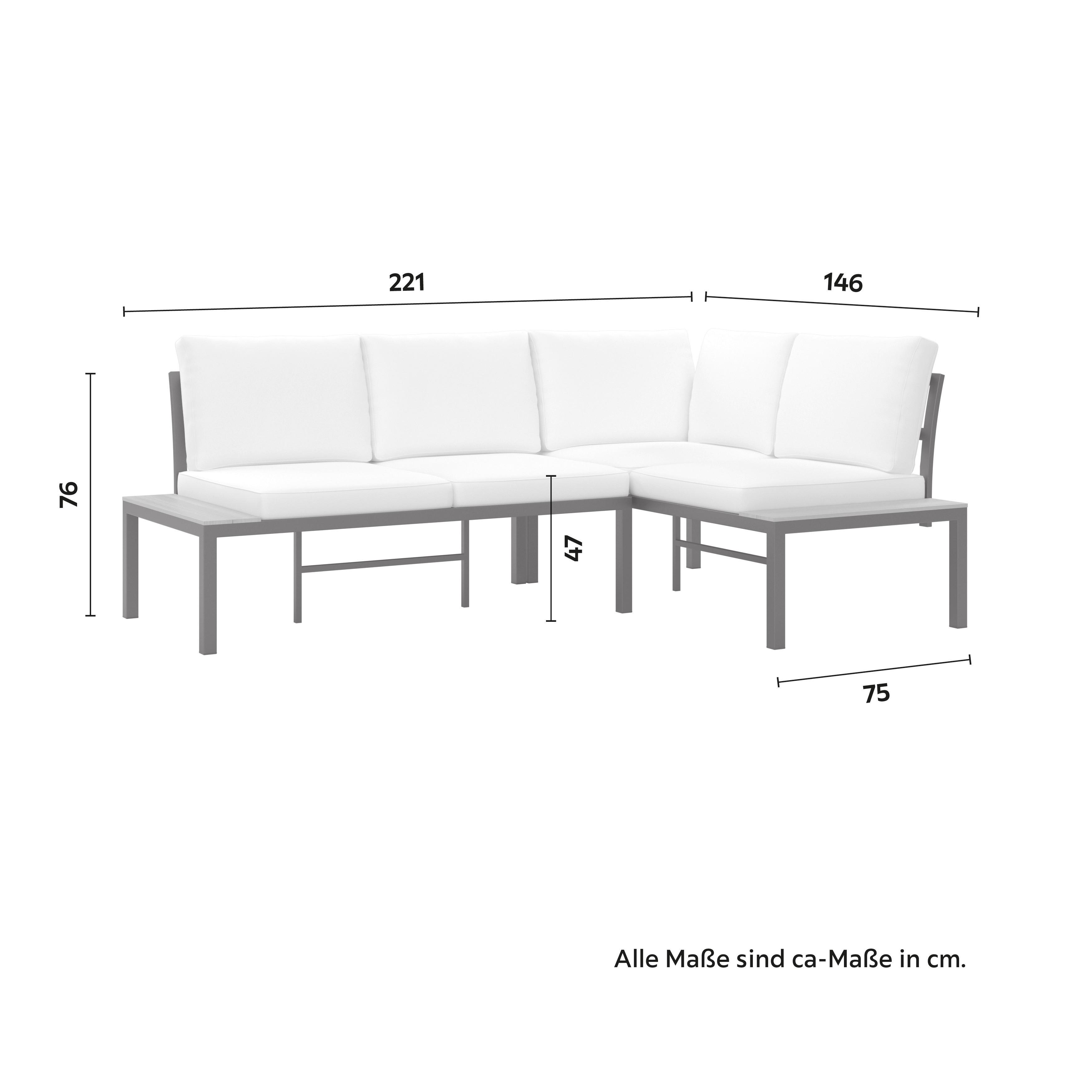 LOUNGEGRUPP ARIANNA - svart/cremefärgad, Modern, metall/textil (146/76/75cm) - Bessagi Garden