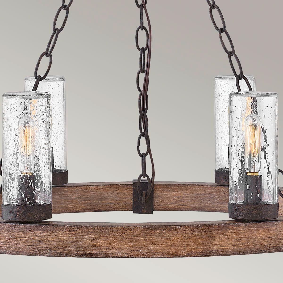 KRONLEUCHTER HK-SAWYER6-SQ - Wildeiche/Schwarz, Konventionell, Glas/Metall (59,1/61cm) - Elstead Lighting