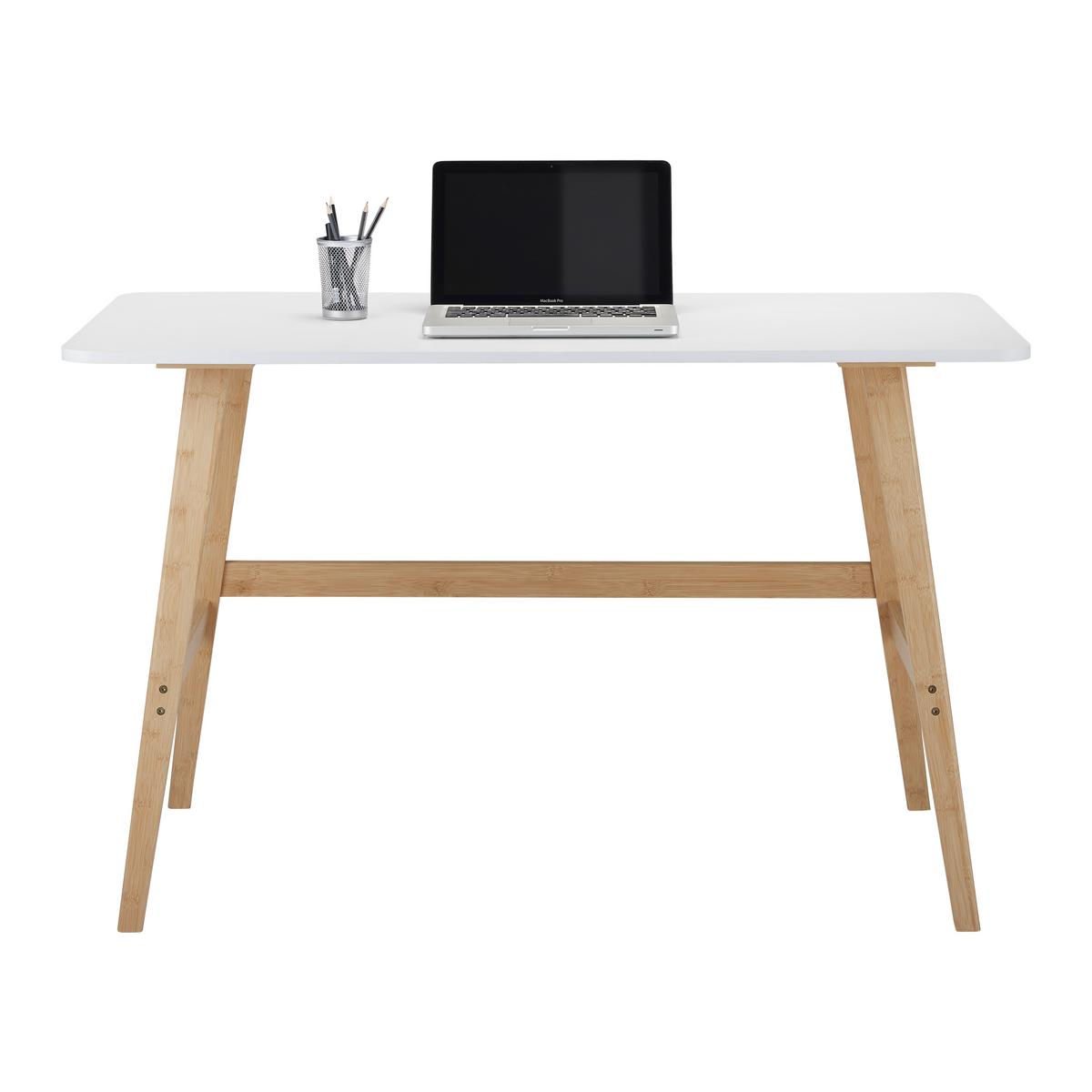 Schreibtisch Phil Naturfarben/Weiß - Naturfarben/Weiß, MODERN, Naturmaterialien/Holzwerkstoff (120/75/60cm) - Mömax
