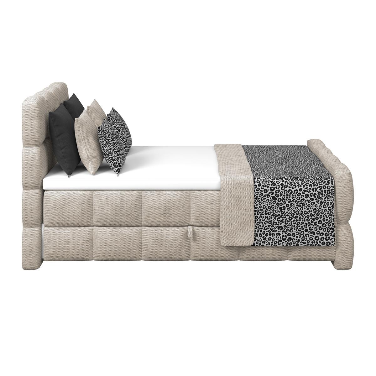 Postelja Boxspring Brisbane, Bež, 140x220 - črna/bež, Trend, kovina/umetna masa (140/220cm) - Premium Living