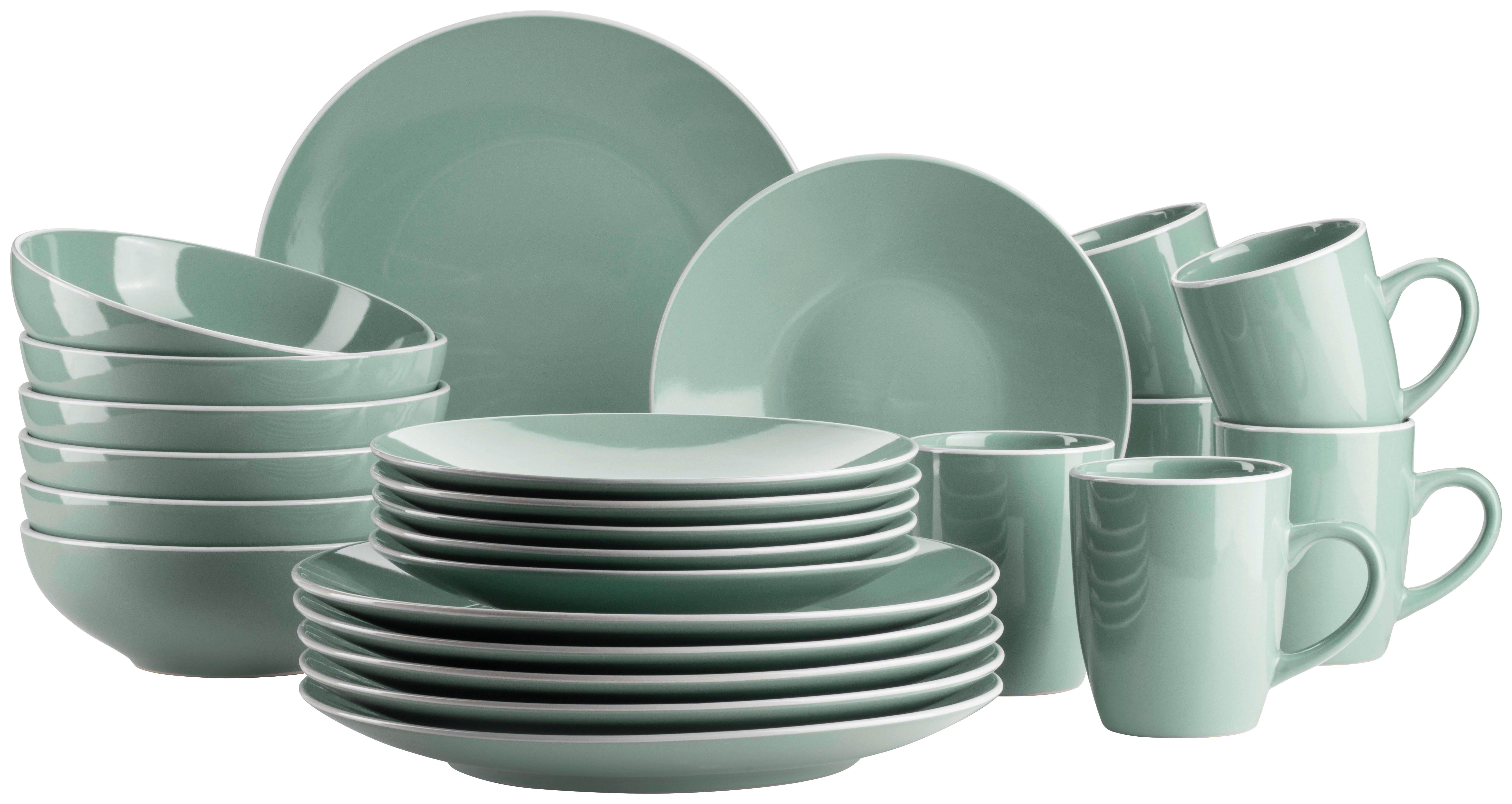 KOMBISERVICE 931845 GRÜN GLÄNZEND - Grün, Basics, Keramik (46,5/33/32cm) - Mäser