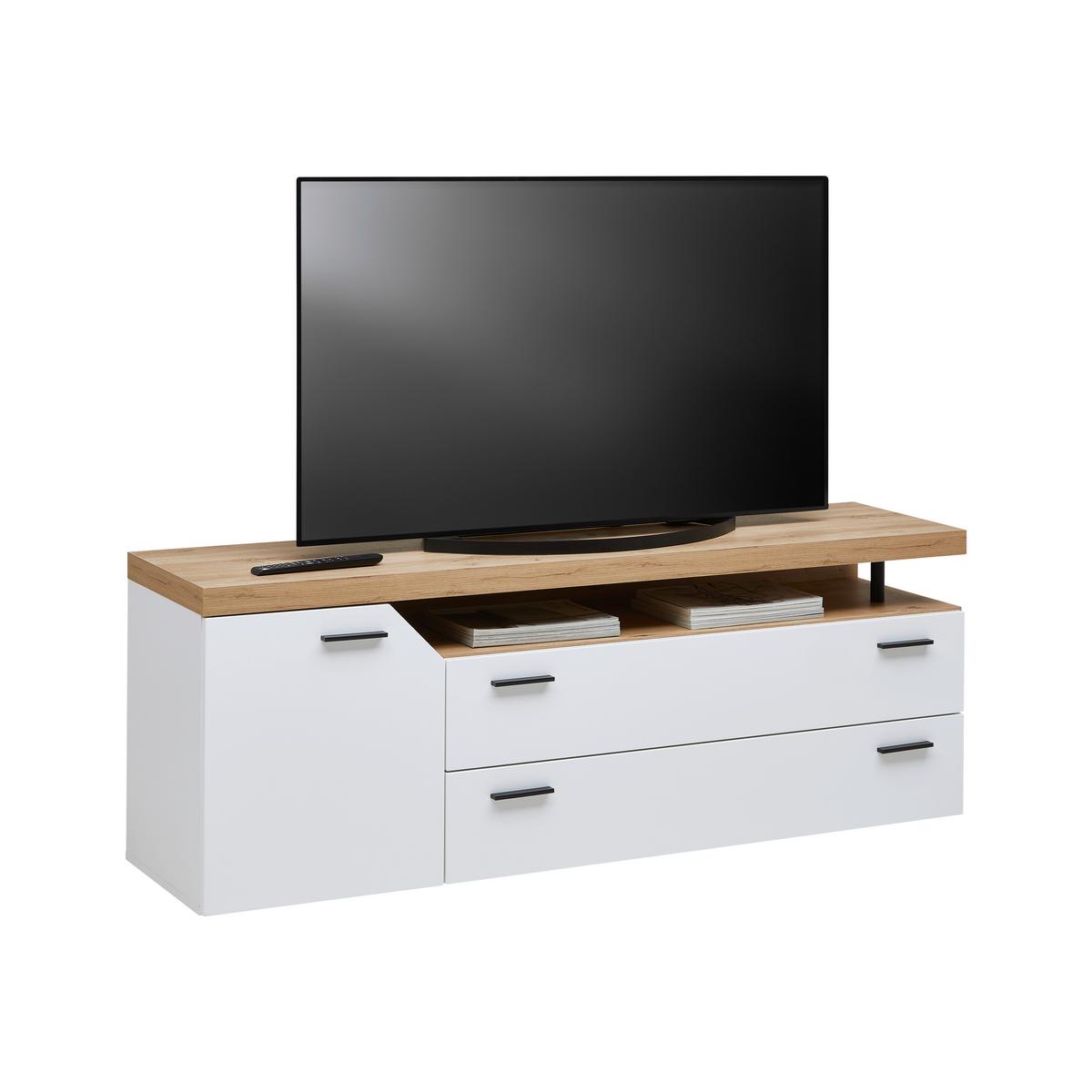 Lowboard Nico Weiß/Eichefarben - MODERN, Holzwerkstoff/Kunststoff (160/59/40cm) - Mömax