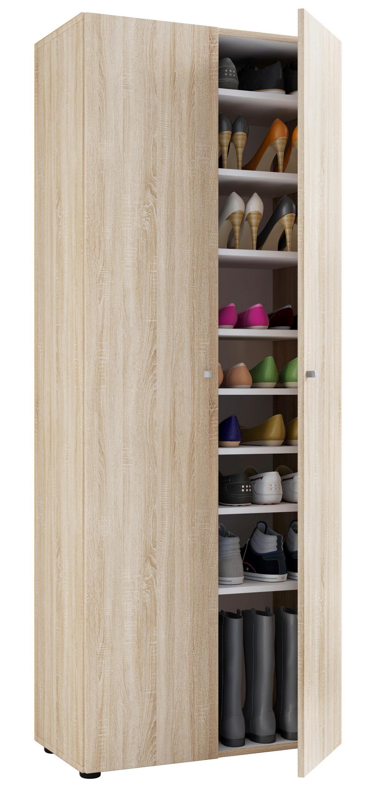 Omara Za Čevlje Vandol, Barva Hrasta - črna/hrast sonoma, Design, umetna masa/leseni material (71/180/39cm) - MID.YOU