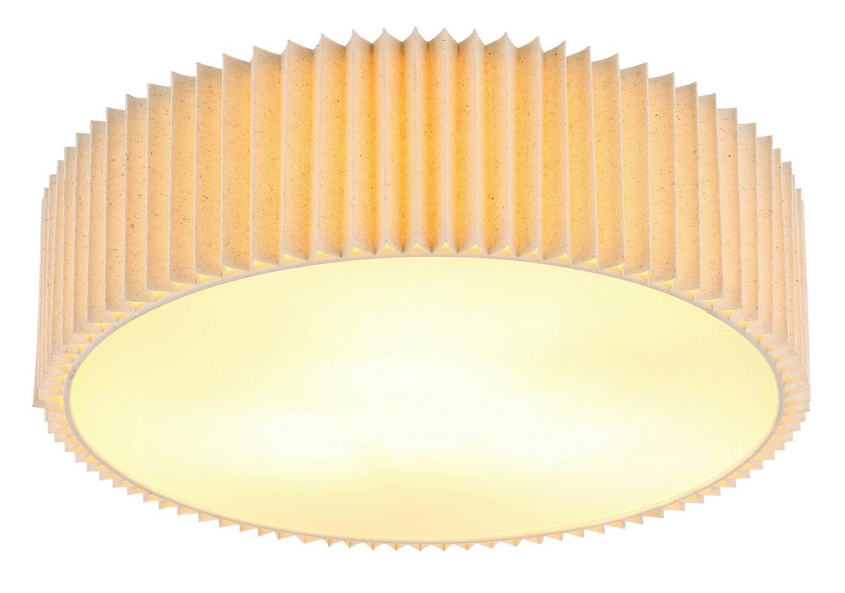 DECKENLEUCHTE 15757D PAGE - Weiss/Naturfarben, Konventionell, Kunststoff/Textil (43/13cm) - Globo