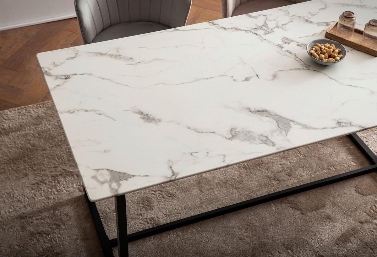 Jedilna Miza Marble, Videz Marmorja, 180x90cm - črna/bela, Design, kovina/leseni material (180/90/76cm) - MID.YOU