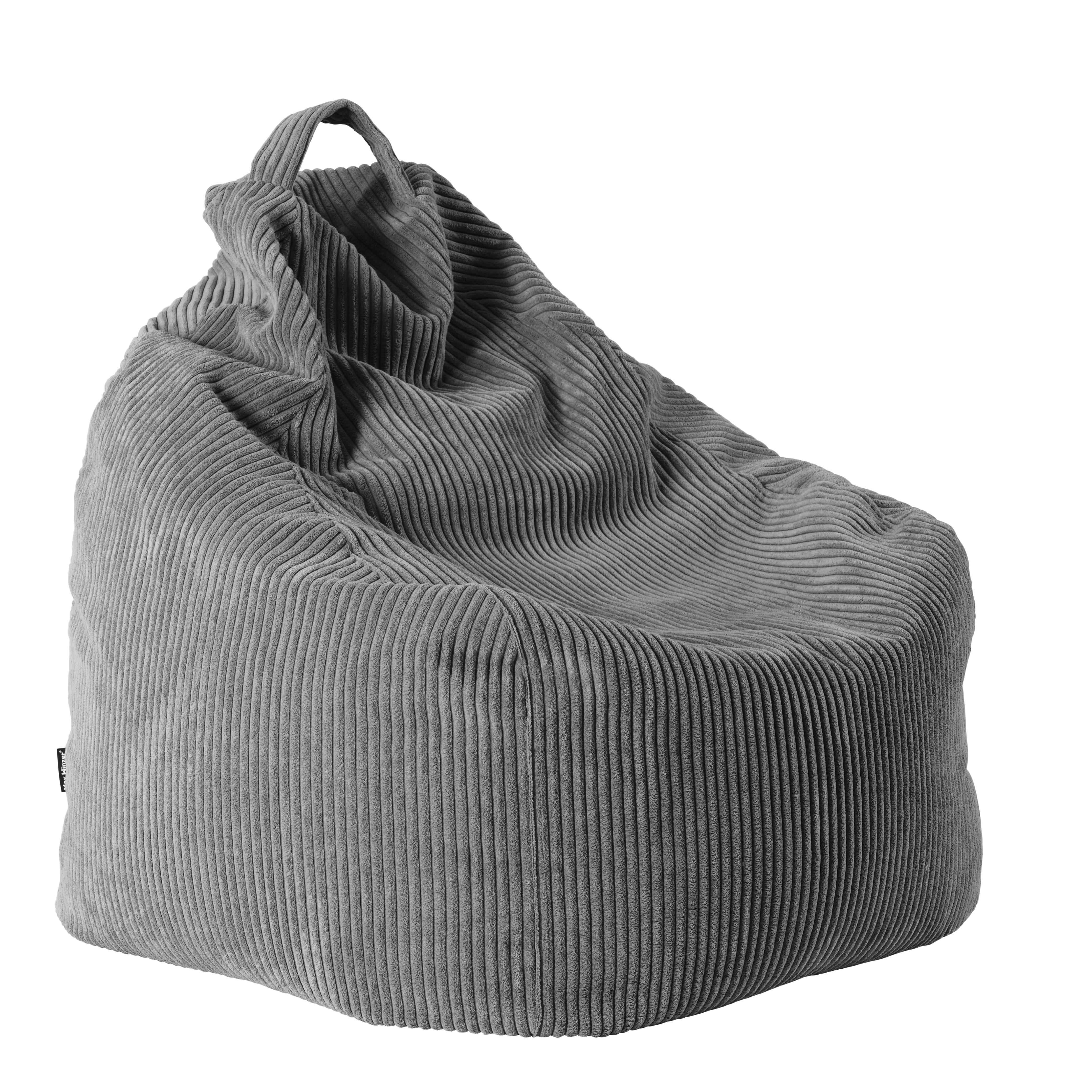 Sitzsack Cord mit Zip ca. 80x85x80 cm Anthrazit - Anthrazit, Trend, Textil (80/85/80cm) - Livetastic