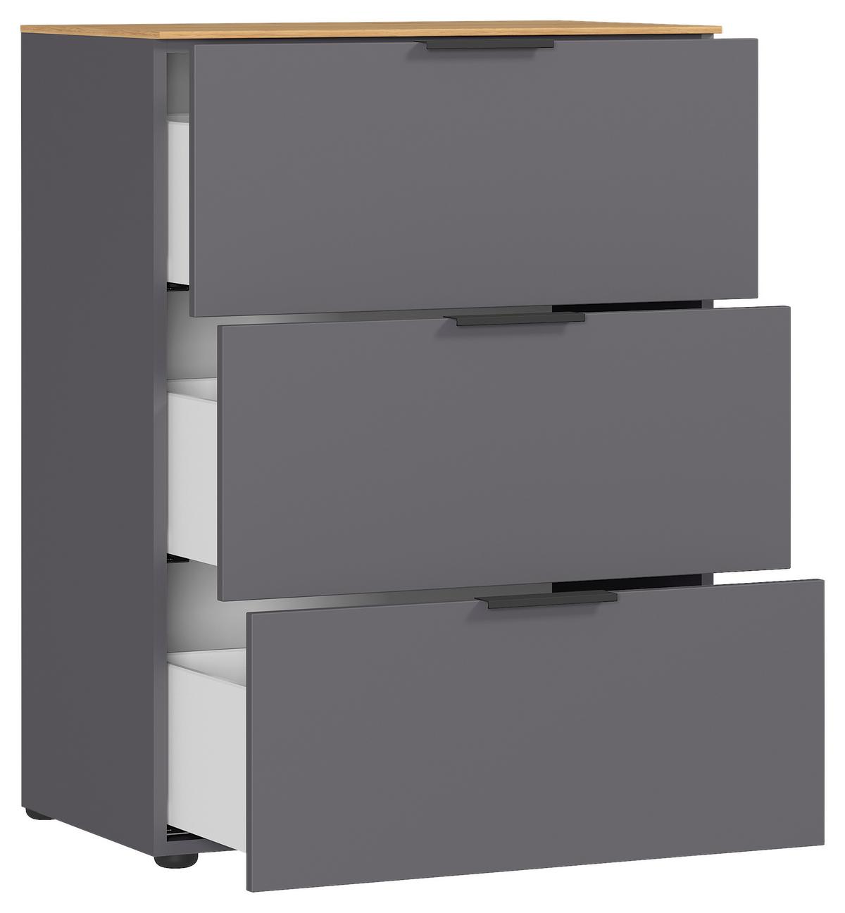 Kommode California in Eichenfarben/Graphit - Eichefarben/Graphitfarben, Modern, Holzwerkstoff/Metall (68/98/40cm) - Premium Living