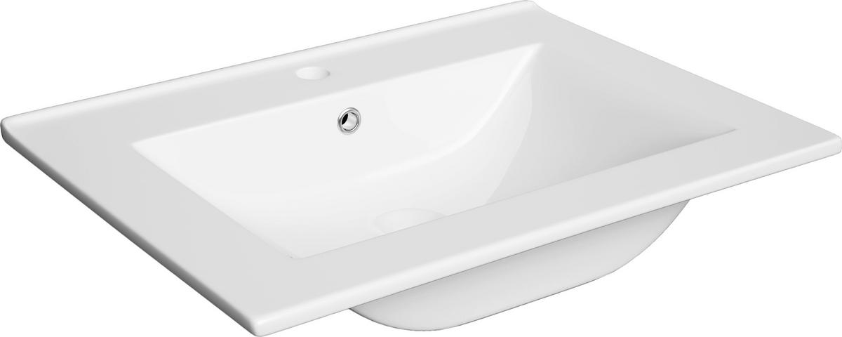 Mosdószekrény Mosdóval Natur - tölgyfa színű/fekete, Modern, faalapú anyag/fém (62cm)