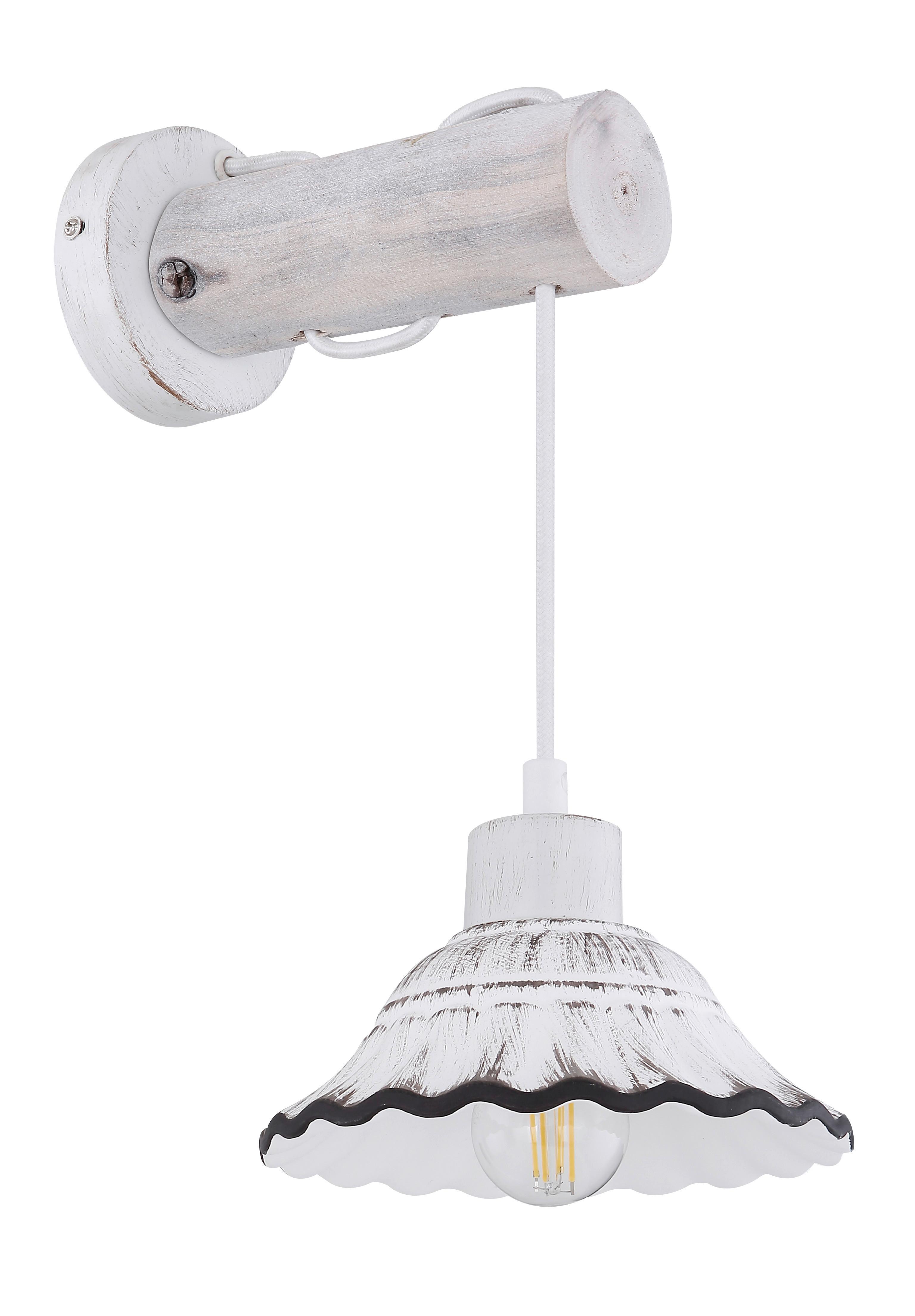 Wandleuchte Jowita max. 40 Watt - Schwarz/Weiß, Basics, Holz/Keramik (17/26/32cm) - Globo