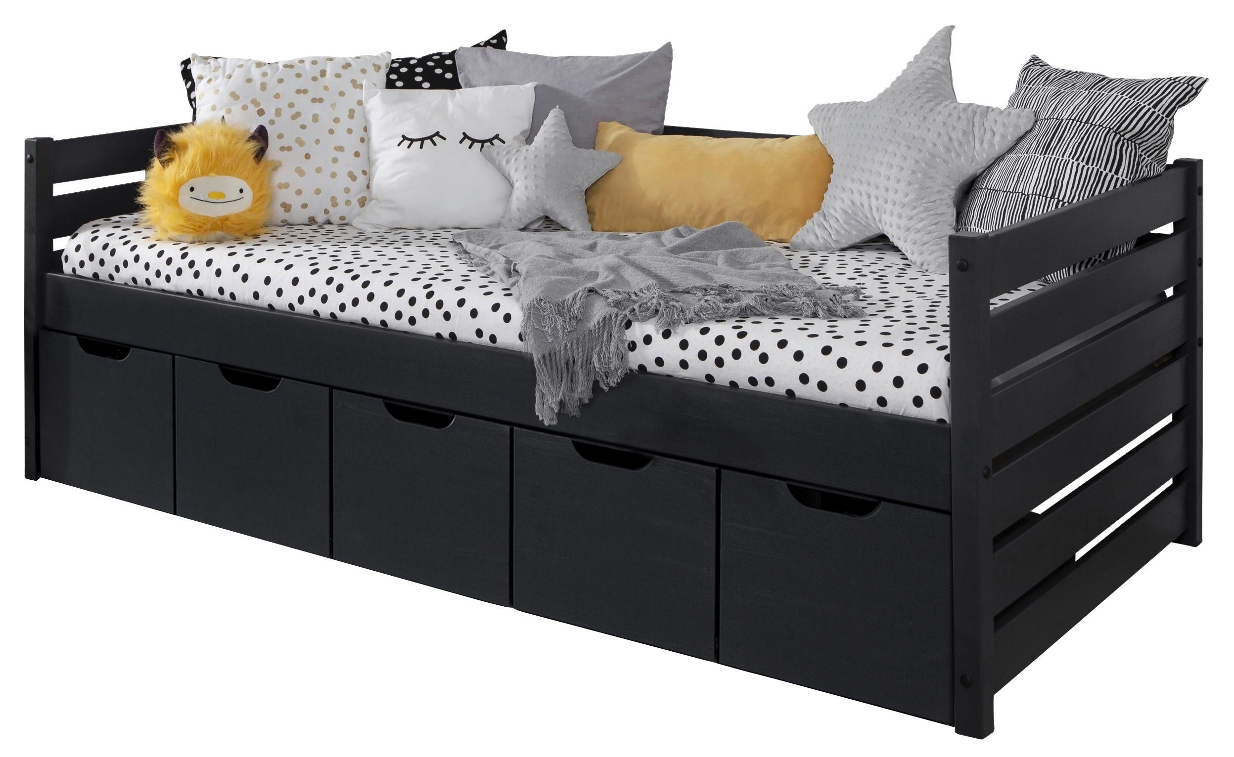 Stauraumbett Naomi mit 5 Schubkästen ca. 90x200 cm Grau - Grau, MODERN, Holz (90/200cm) - MID.YOU