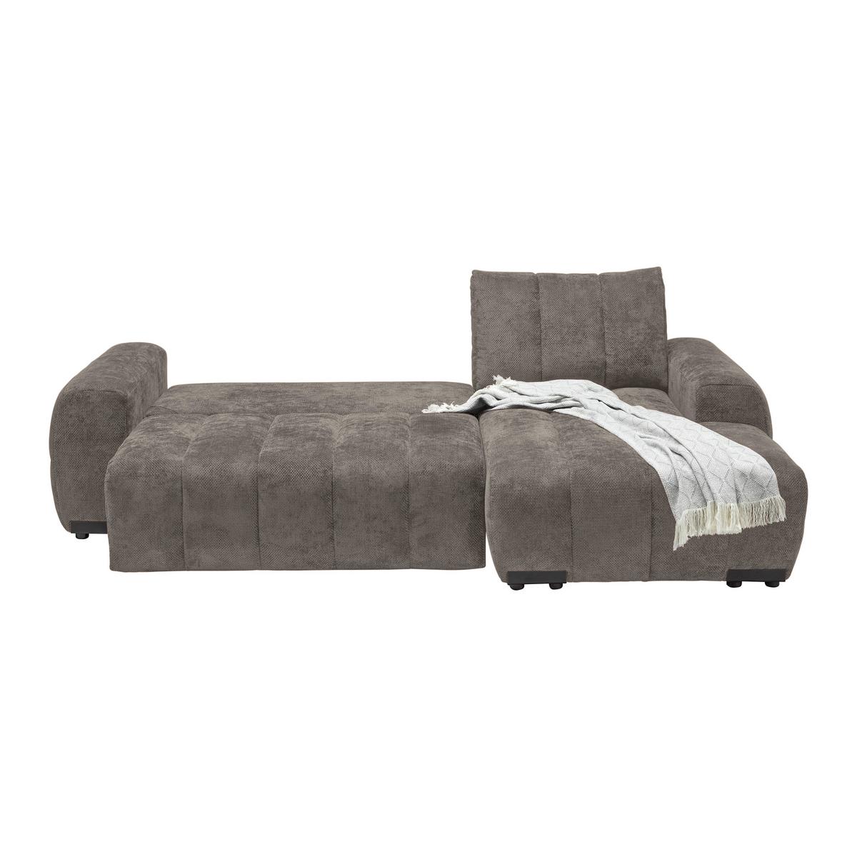 Wohnlandschaft Bolonia Graubraun - Schwarz Hochglanz/Graubraun, MODERN, Textil/Metall (273/93/166cm) - Mömax