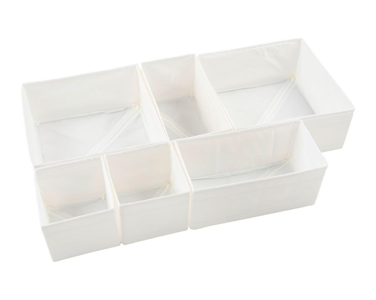 Aufbewahrungsboxen-Set Inside Weiß, 6-teilig - Weiß, KONVENTIONELL, Kunststoff/Textil - Mömax