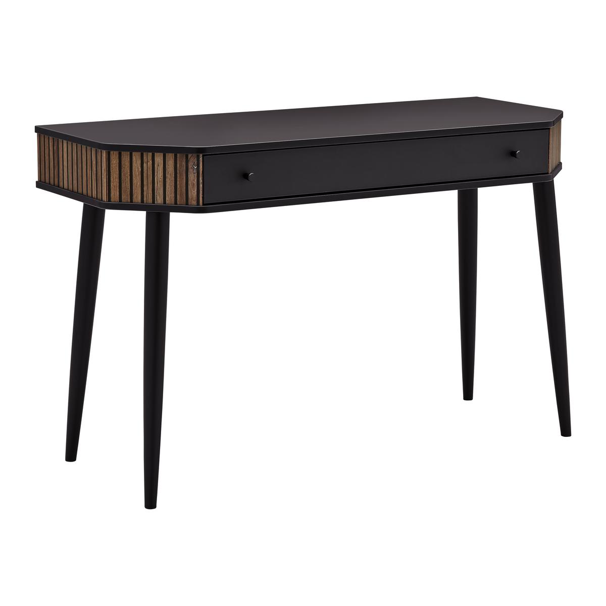 Schreibtisch Capri in Schwarz/Eichefarben - Eichefarben/Alufarben, MODERN, Holz/Holzwerkstoff (120/76/50cm) - Mömax