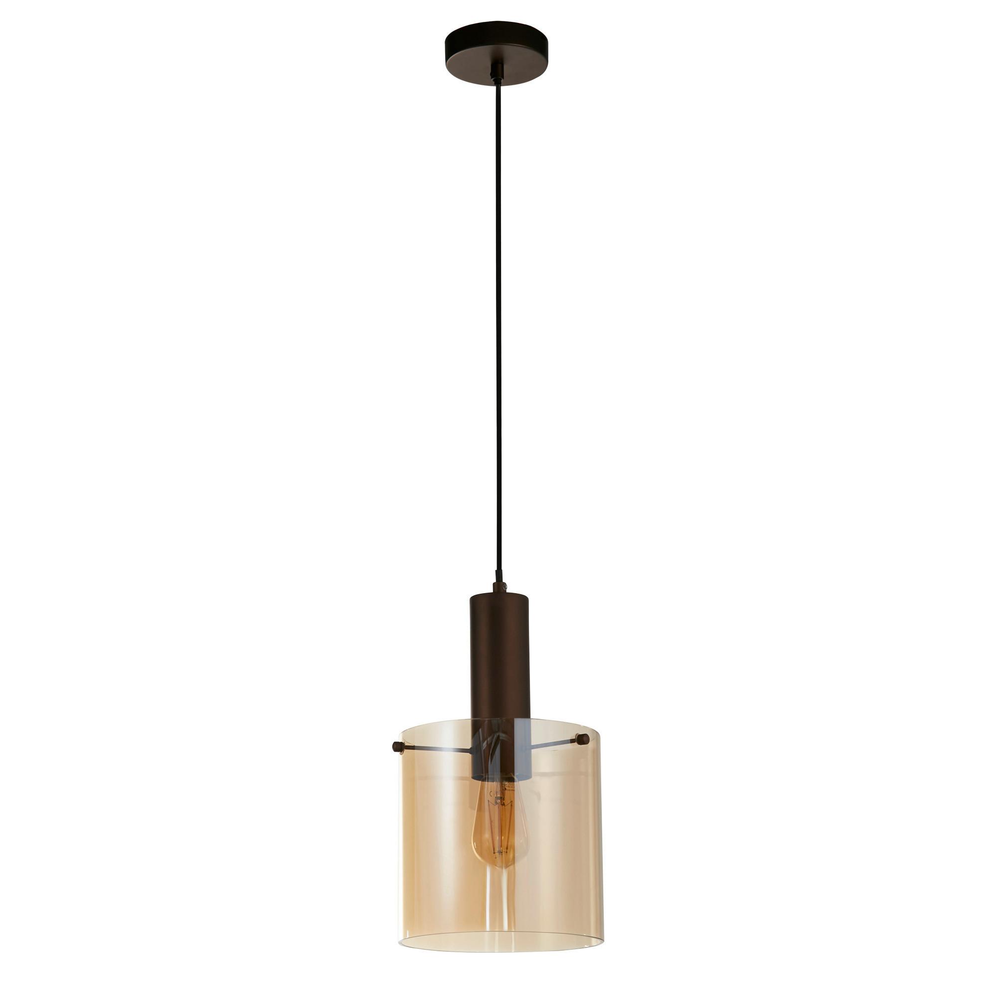 Függőlámpa 88910-1mo - borostyánszínű, Design, üveg/fém (20/35-120/20cm)