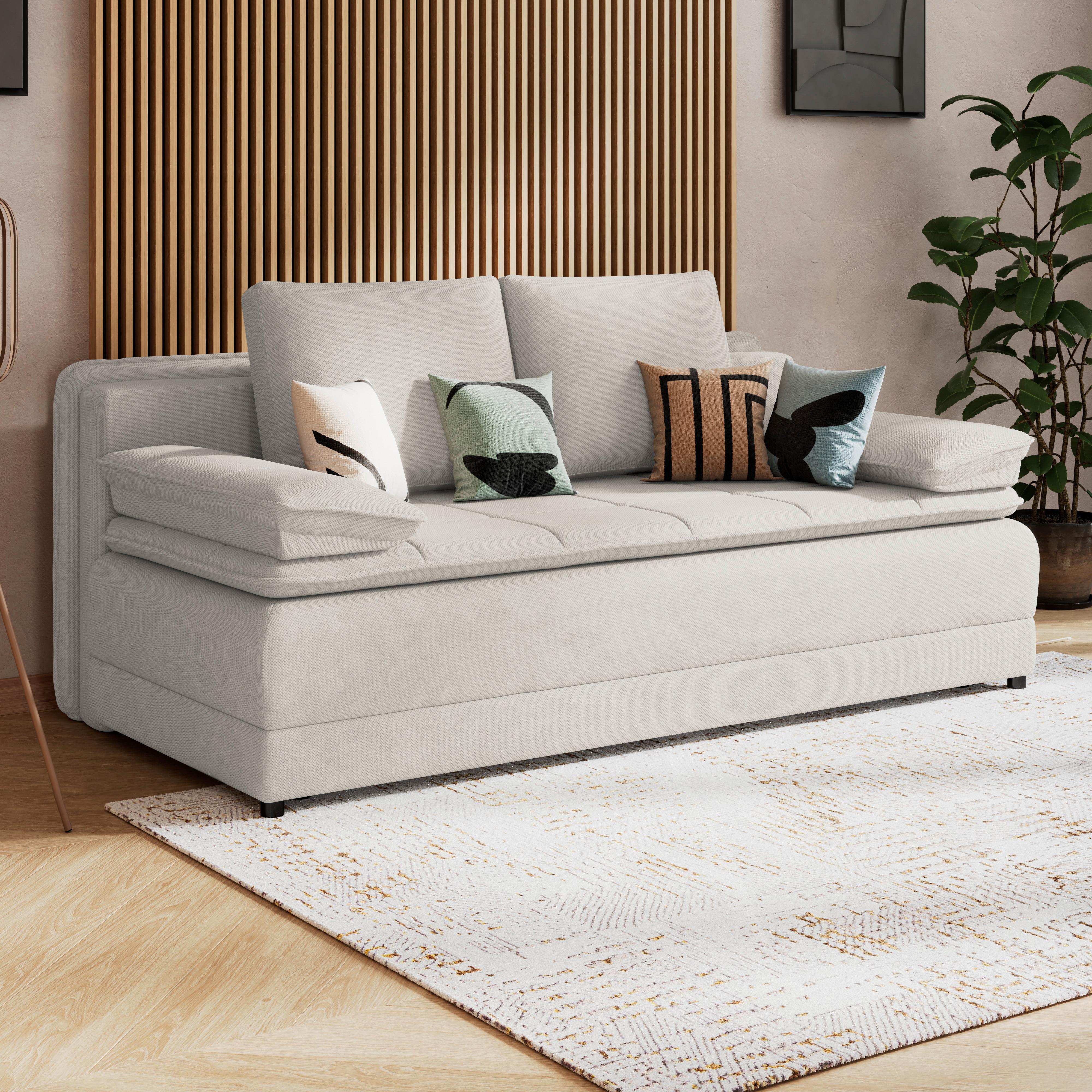 Trosjed Na Razvlačenje Alice - bijela/crna, Moderno, tekstil/plastika (202/73-92/105cm) - Modern Living