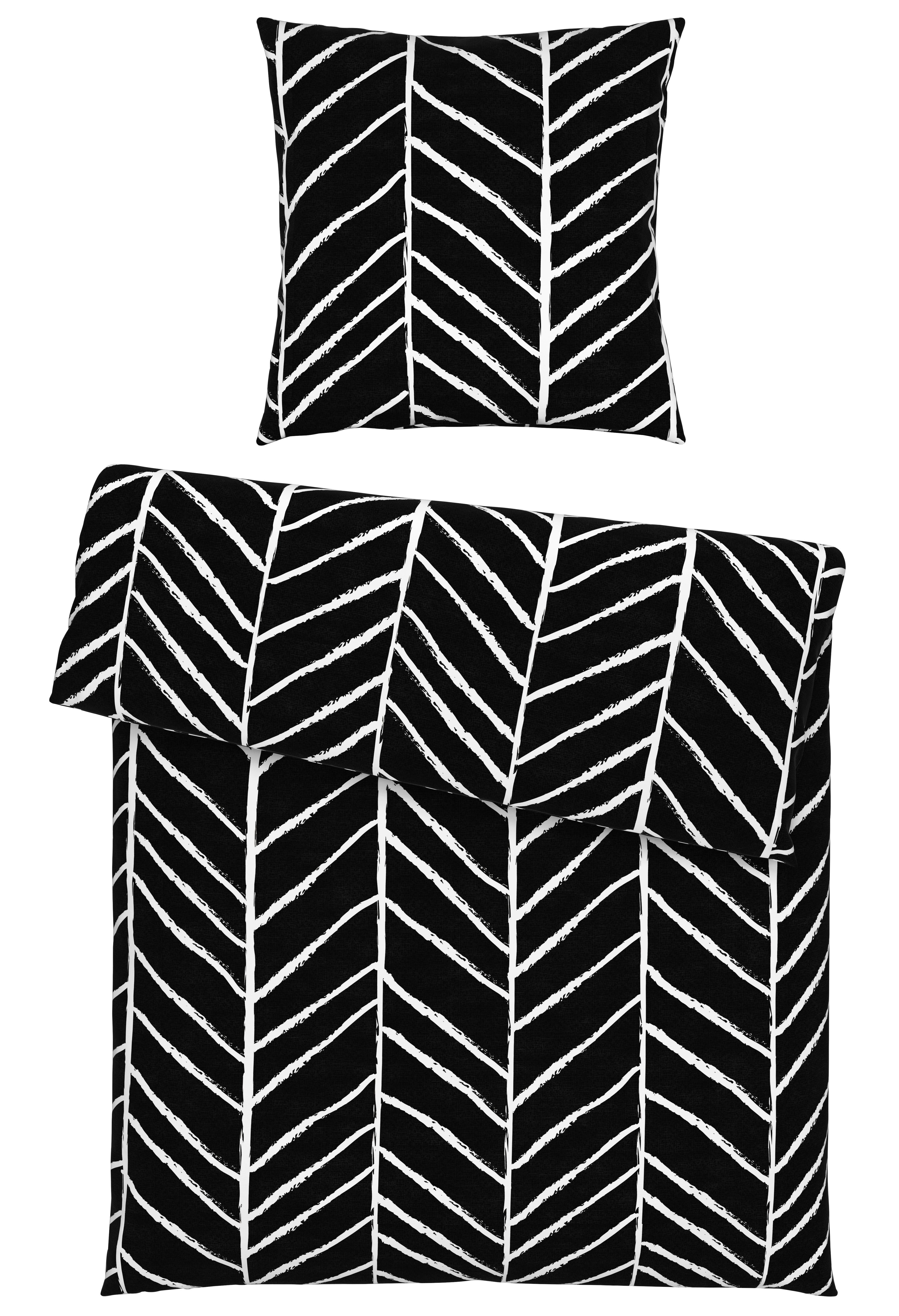 Bettwäsche Marble in Schwarz ca. 135x200cm - Schwarz, KONVENTIONELL, Textil (135/200cm) - Modern Living