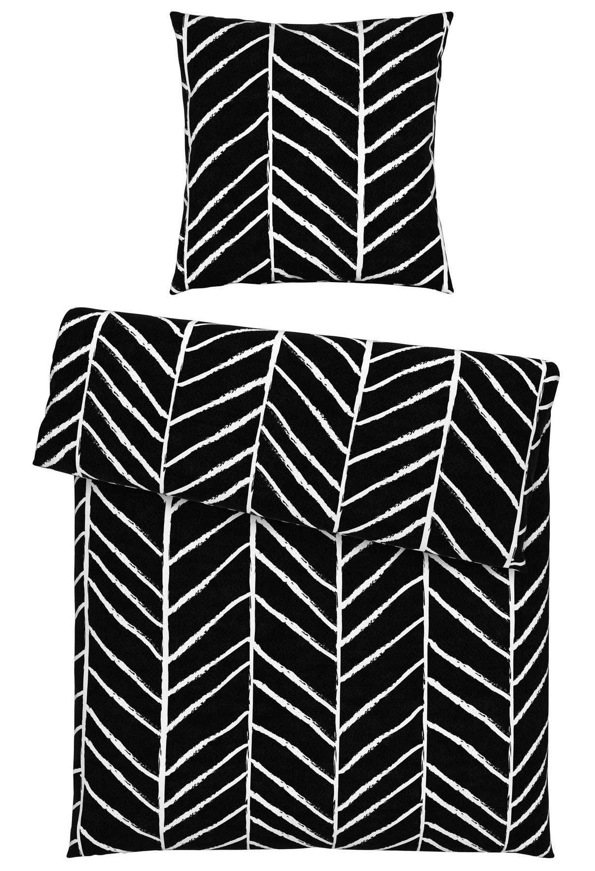 Bettwäsche Marble in Schwarz ca. 135x200cm - Schwarz, KONVENTIONELL, Textil (135/200cm) - Modern Living